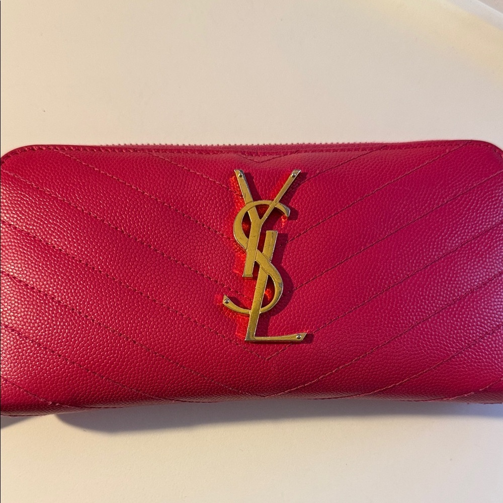 Yves Saint Laurent Fuchsia Quilted Wallet